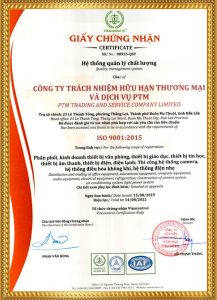 Mẫu giấy chứng nhận ISO 9001:2015 